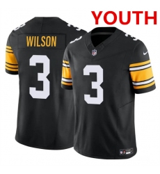 Youth Pittsburgh Steelers #3 Russell Wilson Black 2023 F.U.S.E. Vapor Untouchable Limited Football Stitched Jersey