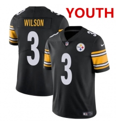 Youth Pittsburgh Steelers #3 Russell Wilson Black Vapor Untouchable Limited Football Stitched Jersey