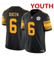 Youth Pittsburgh Steelers #6 Patrick Queen Black 2023 F.U.S.E. Color Rush Limited Football Stitched Jersey