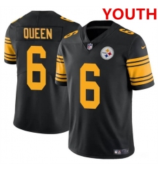 Youth Pittsburgh Steelers #6 Patrick Queen Black Color Rush Limited Football Stitched Jersey