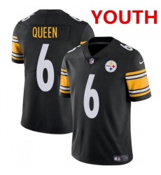 Youth Pittsburgh Steelers #6 Patrick Queen Black Vapor Untouchable Limited Football Stitched Jersey