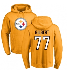 NFL Nike Pittsburgh Steelers #77 Marcus Gilbert Gold Name & Number Logo Pullover Hoodie