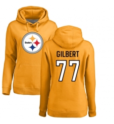 NFL Women's Nike Pittsburgh Steelers #77 Marcus Gilbert Gold Name & Number Logo Pullover Hoodie