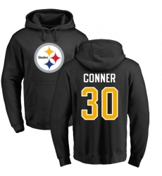 NFL Nike Pittsburgh Steelers #30 James Conner Black Name & Number Logo Pullover Hoodie