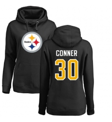 NFL Women's Nike Pittsburgh Steelers #30 James Conner Black Name & Number Logo Pullover Hoodie