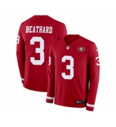 Men's Nike San Francisco 49ers #3 C. J. Beathard Limited Red Therma Long Sleeve NFL Jersey