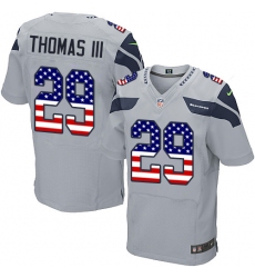 Men's Nike Seattle Seahawks #29 Earl Thomas III Elite Grey Alternate USA Flag Fashion NFL Jersey