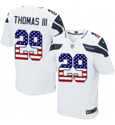 Men's Nike Seattle Seahawks #29 Earl Thomas III Elite White Road USA Flag Fashion NFL Jersey