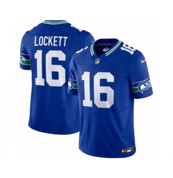 Men's Nike Seattle Seahawks #16 Tyler Lockett Royal 2023 F.U.S.E. Vapor Limited Throwback Stitched Jersey