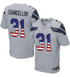 Men's Nike Seattle Seahawks #31 Kam Chancellor Elite Grey Alternate USA Flag Fashion NFL Jersey