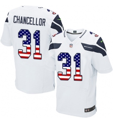 Men's Nike Seattle Seahawks #31 Kam Chancellor Elite White Road USA Flag Fashion NFL Jersey