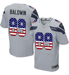 Men's Nike Seattle Seahawks #89 Doug Baldwin Elite Grey Alternate USA Flag Fashion NFL Jersey