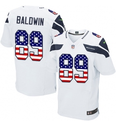 Men's Nike Seattle Seahawks #89 Doug Baldwin Elite White Road USA Flag Fashion NFL Jersey