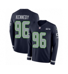 Men's Nike Seattle Seahawks #96 Cortez Kennedy Limited Navy Blue Therma Long Sleeve NFL Jersey