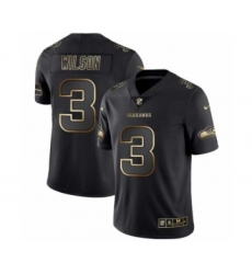 Men Seattle Seahawks #3 Russell Wilson Black Golden Edition 2019 Vapor Untouchable Limited Jersey