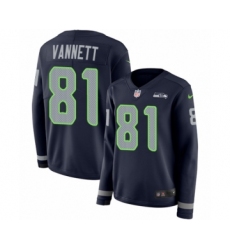 Women's Nike Seattle Seahawks #81 Nick Vannett Limited Navy Blue Therma Long Sleeve NFL Jersey