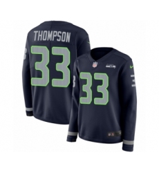 Women's Nike Seattle Seahawks #33 Tedric Thompson Limited Navy Blue Therma Long Sleeve NFL Jersey