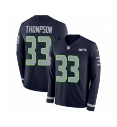 Youth Nike Seattle Seahawks #33 Tedric Thompson Limited Navy Blue Therma Long Sleeve NFL Jersey