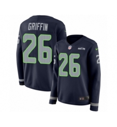 Women's Nike Seattle Seahawks #26 Shaquill Griffin Limited Navy Blue Therma Long Sleeve NFL Jersey