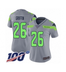 Women's Seattle Seahawks #26 Shaquill Griffin Limited Silver Inverted Legend 100th Season Football Jersey