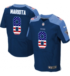 Men's Nike Tennessee Titans #8 Marcus Mariota Elite Navy Blue Alternate USA Flag Fashion NFL Jersey