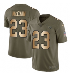 Men's Nike Tennessee Titans #23 Brice McCain Limited Olive/Gold 2017 Salute to Service NFL Jersey