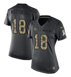 Women's Nike Tennessee Titans #18 Rishard Matthews Limited Black 2016 Salute to Service NFL Jersey