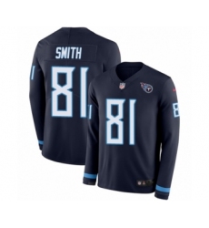 Men's Nike Tennessee Titans #84 Corey Davis Limited Navy Blue Therma Long Sleeve NFL Jersey