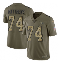 Men's Nike Tennessee Titans #74 Bruce Matthews Limited Olive/Camo 2017 Salute to Service NFL Jersey