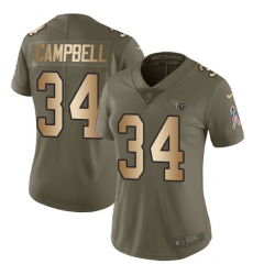 Women's Nike Tennessee Titans #34 Earl Campbell Limited Olive/Gold 2017 Salute to Service NFL Jersey