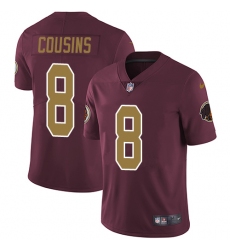 Men's Nike Washington Redskins #8 Kirk Cousins Burgundy Red/Gold Number Alternate 80TH Anniversary Vapor Untouchable Limited Player NFL Jersey