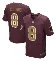 Men's Nike Washington Redskins #8 Kirk Cousins Elite Burgundy Red/Gold Number Alternate 80TH Anniversary NFL Jersey