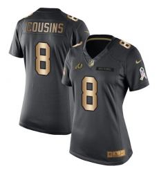 Women's Nike Washington Redskins #8 Kirk Cousins Limited Black/Gold Salute to Service NFL Jersey