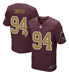 Men's Nike Washington Redskins #94 Preston Smith Elite Burgundy Red/Gold Number Alternate 80TH Anniversary NFL Jersey
