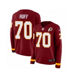 Women's Nike Washington Redskins #70 Sam Huff Limited Burgundy Therma Long Sleeve NFL Jersey