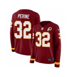 Women's Nike Washington Redskins #32 Samaje Perine Limited Burgundy Therma Long Sleeve NFL Jersey