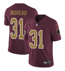 Youth Nike Washington Redskins #31 Fabian Moreau Burgundy Red/Gold Number Alternate 80TH Anniversary Vapor Untouchable Limited Player NFL Jersey