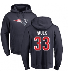 NFL Nike New England Patriots #33 Kevin Faulk Navy Blue Name & Number Logo Pullover Hoodie