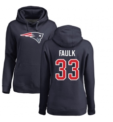 NFL Women's Nike New England Patriots #33 Kevin Faulk Navy Blue Name & Number Logo Pullover Hoodie