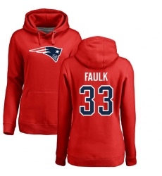 NFL Women's Nike New England Patriots #33 Kevin Faulk Red Name & Number Logo Pullover Hoodie