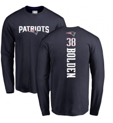 NFL Nike New England Patriots #38 Brandon Bolden Navy Blue Backer Long Sleeve T-Shirt