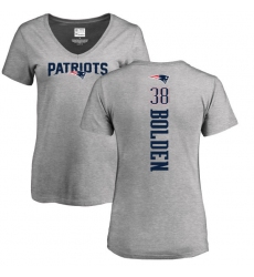 NFL Women's Nike New England Patriots #38 Brandon Bolden Ash Backer V-Neck T-Shirt