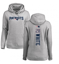 NFL Women's Nike New England Patriots #28 James White Ash Backer Pullover Hoodie