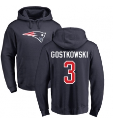 NFL Nike New England Patriots #3 Stephen Gostkowski Navy Blue Name & Number Logo Pullover Hoodie