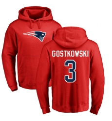 NFL Nike New England Patriots #3 Stephen Gostkowski Red Name & Number Logo Pullover Hoodie