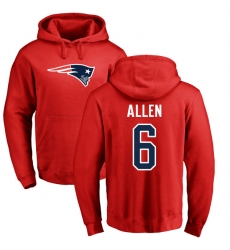 NFL Nike New England Patriots #6 Ryan Allen Red Name & Number Logo Pullover Hoodie