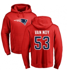 NFL Nike New England Patriots #53 Kyle Van Noy Red Name & Number Logo Pullover Hoodie