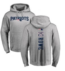 NFL Nike New England Patriots #25 Eric Rowe Ash Backer Pullover Hoodie