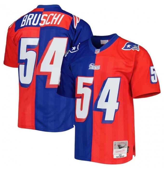 Men's Nike New England Patriots #54 Tedy Bruschi Blue Red Limited Football Stitched Jersey