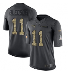 Men's Nike New England Patriots #11 Drew Bledsoe Limited Black 2016 Salute to Service NFL Jersey